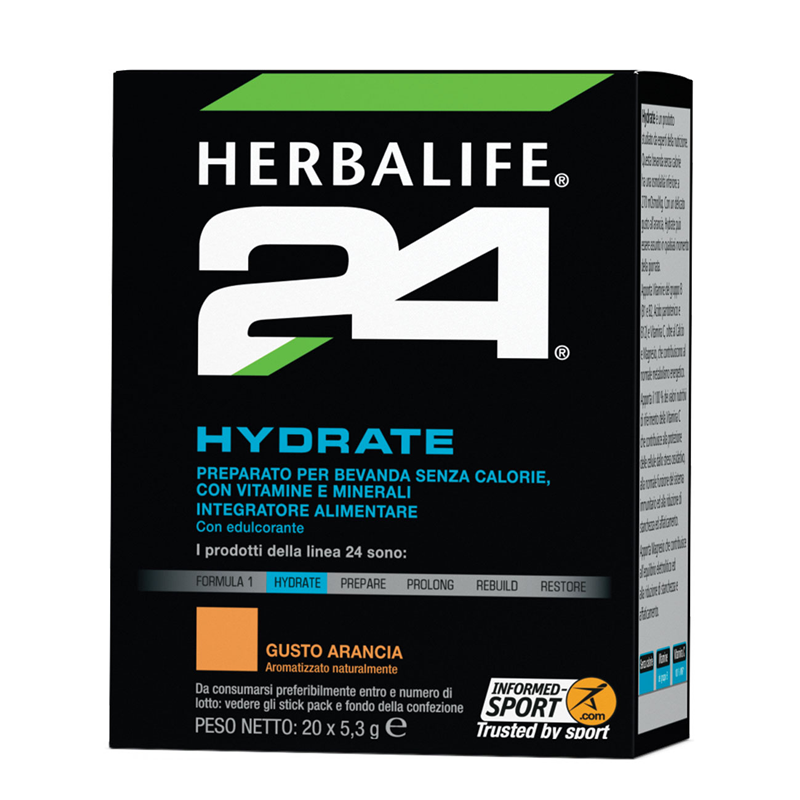 HERBALIFE HYDRATE INTEGRATORE CHI PUO’ AVERE BISOGNO DI HYDRATE? - Chiunque desideri un’idratazione senza calorie. - Gli atleti durante un allenamento intenso. - Chiunque faccia attività fisica prima o dopo il lavoro. - Chi svolge lavori di fatica che richiedono sforzi prolungati durante la giornata. PANORAMICA Utile integrazione di Vitamine e Minerali, nutrienti fondamentali durante lì'esercizio fisico. AIUTA PER LA LOTTA ALLA CELLULITE