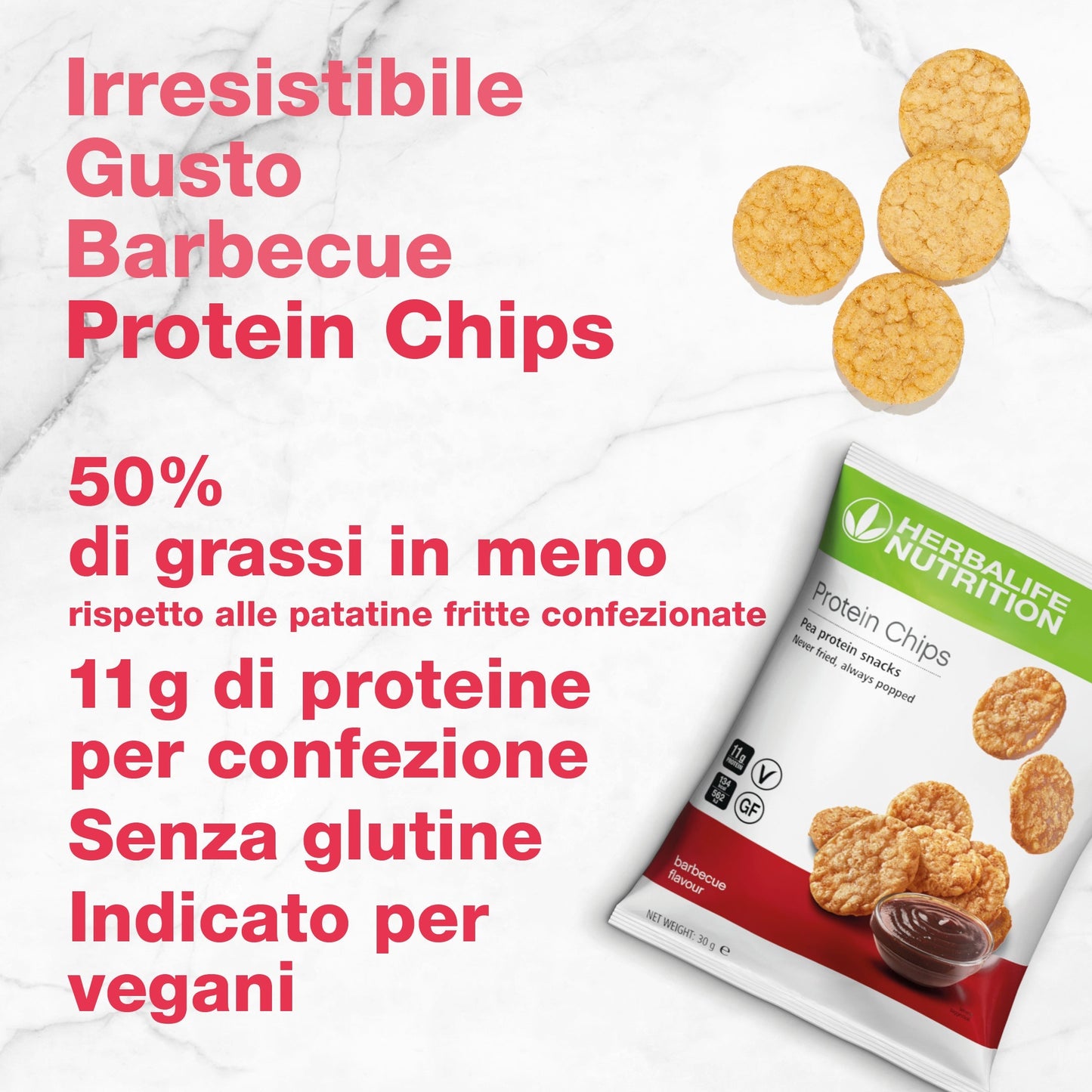 protein chips herbalife Migliora i tuoi spuntini con le Protein Chips. Mai fritto, sempre scoppiato, questo delizioso snack proteico combina la croccantezza con proteine di orgine vegetale di qualità. Saporite e croccanti, queste patatine contengono il 50% di grassi in meno rispetto alle patatine fritte. Ogni pacchetto è ricco di proteine ed è anche senza glutine.