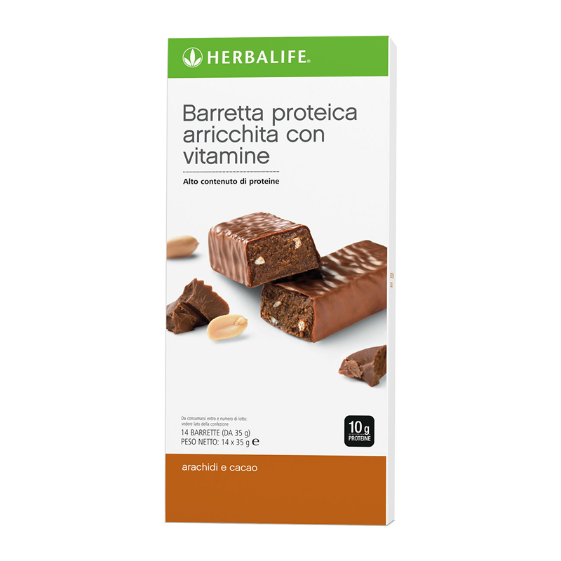 Questa barretta herbalife dal gusto eccezionale è progettata per la massima praticità. Metti una barretta proteica nella borsa o nel cassetto della scrivania per uno spuntino veloce e conveniente, pronto quando lo sei tu. Quando si tratta di aumentare l'assunzione di proteine, non c'è niente di meglio di un boccone veloce in movimento