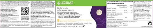 NIGHT MODE HERBALIFE DORMIRE BENE E SVEGLIARSI IN FORMA Goditi una serata rilassante con Night Mode, un integratore alimentare con un estratto di zafferano studiato scientificamente, creato per la tua routine notturna. Night Mode è sapientemente formulato con una miscela di vitamine accuratamente selezionate per contribuire alla normale funzione psicologica* e al normale funzionamento del sistema nervoso.