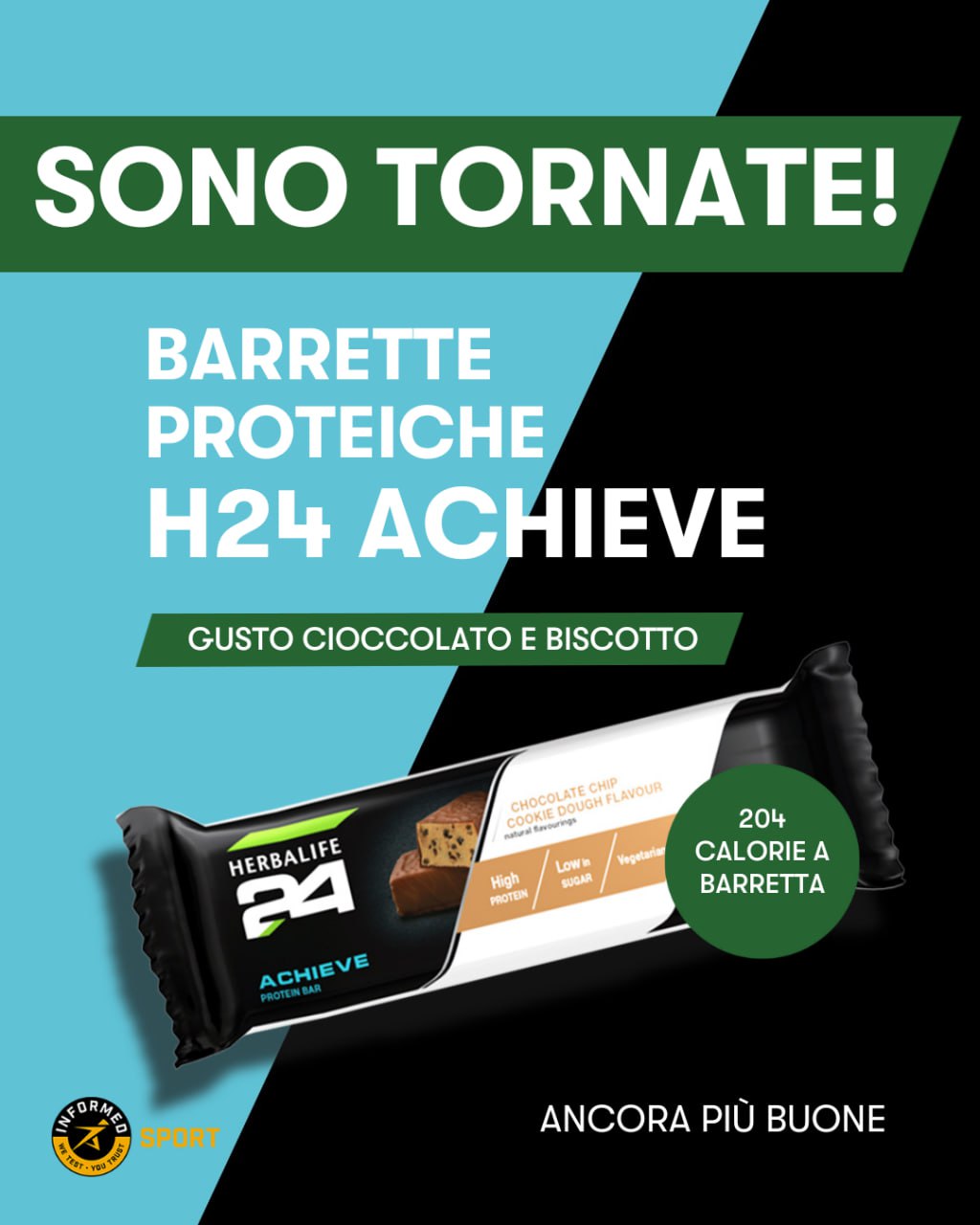 Barrette sportive Herbalife Linea H24 Gusto Cioccolato e Biscotto Post allenamento 21 gr di proteine confezione da 6 Barrette