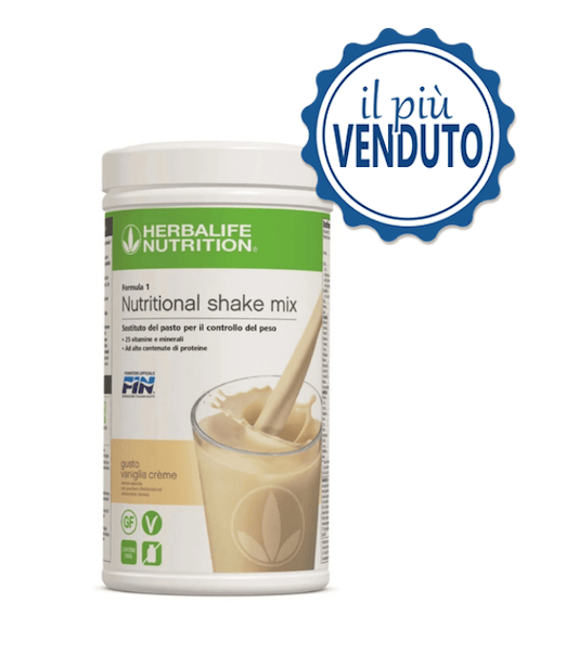 HERBALIFE PER DIMAGRIRE Formula 1 Nutritional Shake Mix è un frullato sostitutivo del pasto per una dieta ipocalorica. Fornisce la quantità necessaria di nutrienti in termini di vitamine e minerali, proteine e fibre. **Da utilizzare come sostituto dei pasti per il controllo del peso 