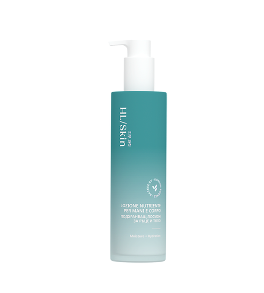 Coccola la tua pelle con HL/Skin Lozione Nutriente per mani e corpo, con la sua  formulazione leggera e a rapido assorbimento, supportata dall'avanzata scienza coreana. Arricchita con il 6% di Squalano, offre idratazione, nutrimento e morbidezza vellutata a lunga durata. La Glicerina contribuisce a mantenere l'idratazione e a contrastare la secchezza, lasciando la pelle elastica e dall'aspetto sano.

Adatta a tutti i tipi di pelle, questa lozione leggera e non grassa non contiene parabeni aggiunti.