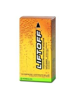 on solo 10 calorie per porzione, LiftOff® è un integratore energetico effervescente a basso contenuto calorico che offre un gusto eccezionale in una compressa facile da usare. Comodamente confezionato in bustine tascabili singole, LiftOff® è formulato con una miscela di vitamine chiave, tra cui la Vitamina C e le Vitamine B1, B2, B3, B6 e B12. Inoltre, ogni compressa fornisce 75 milligrammi di caffeina*, inclusa la caffeina naturale derivata dalla pianta di guaranà.