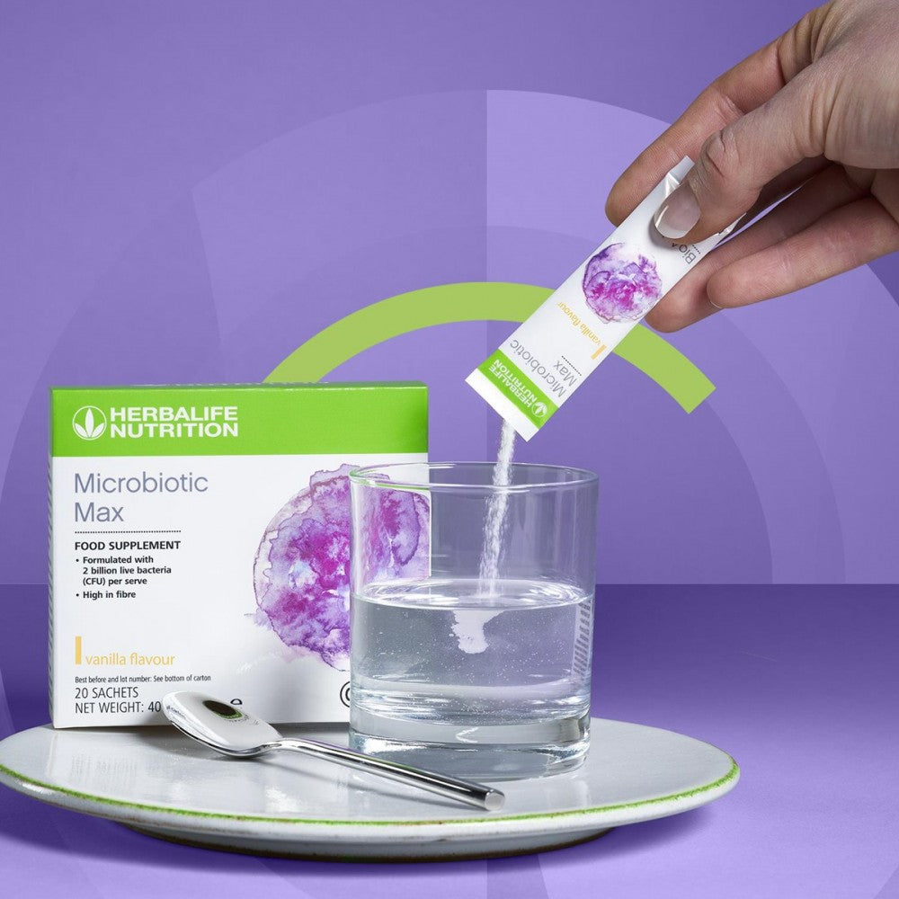 herbalife microbiotic max pancia piatta. sgonfia Microbiotic Max è un integratore alimentare in polvere con una formula esclusiva di batteri vivi e fibre, che lavorano in armonia per supportare i tuoi obiettivi nutrizionali. Questo prodotto è ricco di fibre e ogni porzione contiene 2 miliardi di batteri vivi provenienti da ceppi di Bifidobacterium lactis e Lactobacillus helveticus.