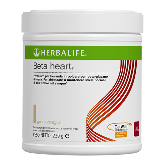 herbalife  con Beta Heart®, una miscela nutriente ricca di fibre e fonte di proteine.  Il beta-glucano d’avena è una fibra solubile che ha dimostrato di aiutare a mantenere o abbassare i livelli di colesterolo nel sangue.