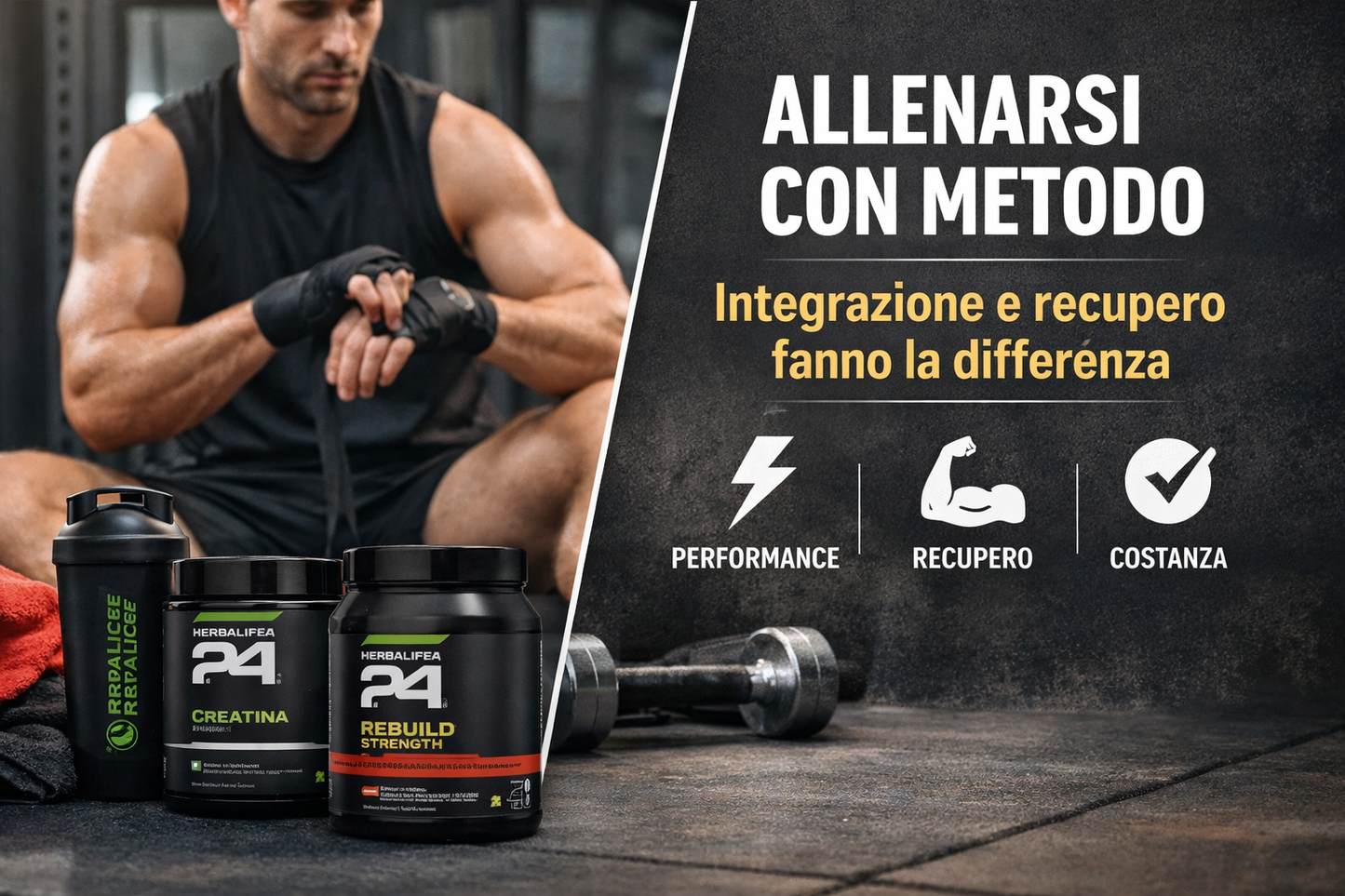 Supporta il tuo recupero post-allenamento* con Rebuild Strenght.

Rebuild Strenght è una bevanda il recupero post-allenamento* a base di carboidrati e proteine, sviluppato appositamente per gli atleti. Formulato con l'aggiunta di L-glutammina e aminoacidi ramificati (BCAA), questo integratore alimentare unico contiene carboidrati che contribuiscono al recupero* dopo l'esercizio anaerobico.
Rebuild Strenght è formulato con proteine del siero di latte di alta qualità e fornisce 25 grammi di proteine per porzi
